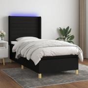vidaXL Ramsäng med madrass & LED svart 80x200 cm tyg