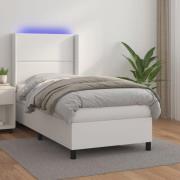 vidaXL Ramsäng med madrass & LED vit 90x200 cm konstläder