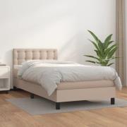vidaXL Ramsäng med bäddmadrass cappuccino 100x200 cm konstläder