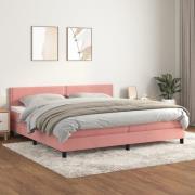 vidaXL Ramsäng med madrass rosa 200x200 cm sammet