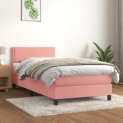 vidaXL Ramsäng med madrass rosa 80x200 cm sammet