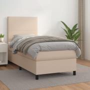 vidaXL Ramsäng med bäddmadrass cappuccino 100x200 cm konstläder