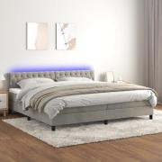 vidaXL Ramsäng med madrass & LED ljusgrå 200x200 cm sammet