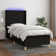 vidaXL Ramsäng med madrass & LED svart 80x200 cm tyg