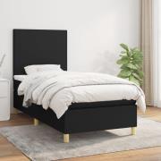 vidaXL Ramsäng med madrass svart 90x200 cm tyg
