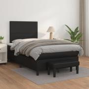 vidaXL Ramsäng med madrass svart 120x200 cm konstläder