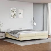 vidaXL Ramsäng med madrass gräddvit 200x200 cm konstläder