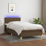 vidaXL Ramsäng med madrass & LED mörkbrun 100x200 cm tyg