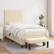 vidaXL Ramsäng med madrass gräddvit 90x190 cm tyg