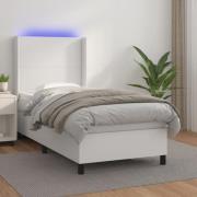 vidaXL Ramsäng med madrass & LED vit 80x200 cm konstläder