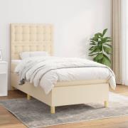 vidaXL Ramsäng med madrass gräddvit 90x190 cm tyg
