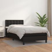 vidaXL Ramsäng med madrass svart 90x190 cm konstläder