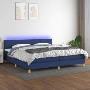 vidaXL Ramsäng med madrass & LED blå 200x200 cm tyg