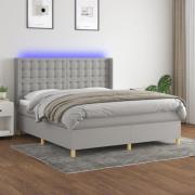 vidaXL Ramsäng med madrass & LED ljusgrå 180x200 cm tyg