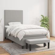 vidaXL Ramsäng med madrass ljusgrå 90x190 cm tyg