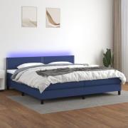 vidaXL Ramsäng med madrass & LED blå 200x200 cm tyg