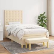vidaXL Ramsäng med madrass gräddvit 100x200 cm tyg