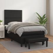 vidaXL Ramsäng med madrass svart 90x190 cm konstläder