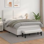 vidaXL Ramsäng med madrass vit 140x200 cm konstläder