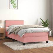 vidaXL Ramsäng med madrass rosa 80x200 cm sammet