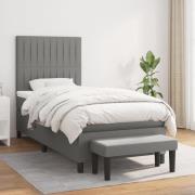 vidaXL Ramsäng med madrass mörkgrå 90x200 cm tyg