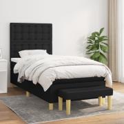 vidaXL Ramsäng med madrass svart 90x200 cm tyg