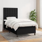 vidaXL Ramsäng med madrass svart 90x190 cm tyg