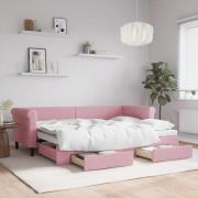 vidaXL Dagbädd utdragbar med lådor rosa 80x200 cm sammet