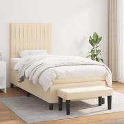 vidaXL Ramsäng med madrass gräddvit 90x200 cm tyg