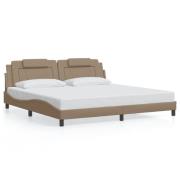 vidaXL Sängram med huvudgavel cappuccino 200x200 cm konstläder