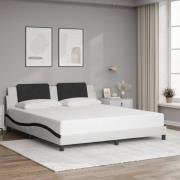vidaXL Bed Frame without Mattress "Zadar" White and Black 180x200 cm F...