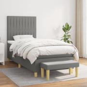 vidaXL Ramsäng med madrass mörkgrå 90x200 cm tyg