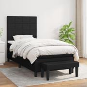 vidaXL Ramsäng med madrass svart 90x190 cm tyg