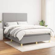 vidaXL Ramsäng med madrass ljusgrå 140x190 cm tyg