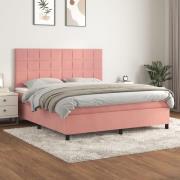 vidaXL Ramsäng med madrass rosa 180x200 cm sammet