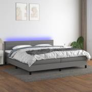 vidaXL Ramsäng med madrass & LED mörkgrå 200x200 cm tyg