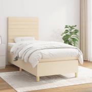 vidaXL Ramsäng med madrass gräddvit 90x190 cm tyg