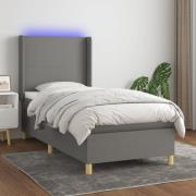 vidaXL Ramsäng med madrass & LED mörkgrå 80x200 cm tyg