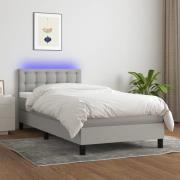vidaXL Ramsäng med madrass & LED ljusgrå 80x200 cm tyg