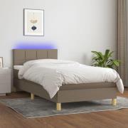 vidaXL Ramsäng med madrass & LED taupe 90x200 cm tyg