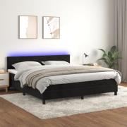 vidaXL Ramsäng med madrass & LED svart 180x200 cm sammet