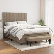 vidaXL Ramsäng med madrass taupe 140x200 cm tyg