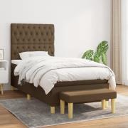 vidaXL Ramsäng med madrass mörkbrun 90x200 cm tyg