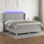 vidaXL Ramsäng med madrass & LED ljusgrå 160x200 cm tyg