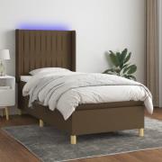 vidaXL Ramsäng med madrass & LED mörkbrun 90x200 cm tyg