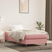 vidaXL Ramsäng med madrass rosa 90x190 cm sammet