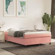 vidaXL Ramsäng med madrass rosa 140x200 cm sammet