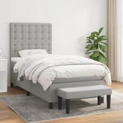 vidaXL Ramsäng med madrass ljusgrå 90x190 cm tyg