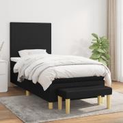 vidaXL Ramsäng med madrass svart 80x200 cm tyg