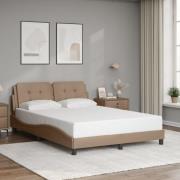 vidaXL Sängram med huvudgavel cappuccino 140x190 cm konstläder